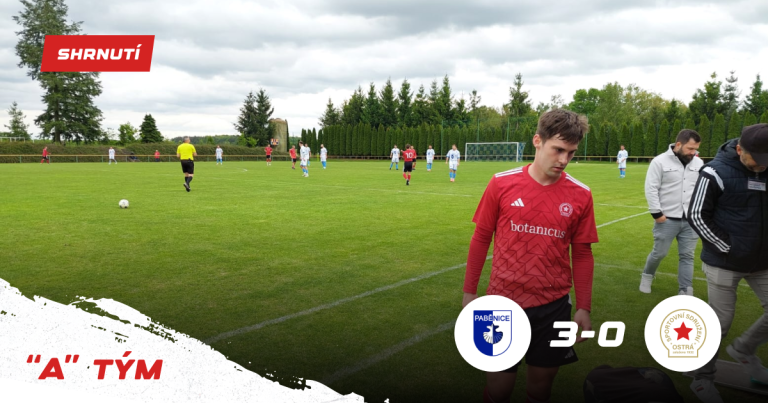 Áčko padlo v Paběnicích, domácí se po výhře 3:0 dotáhli na rozdíl bodu